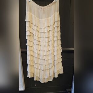 Marrika Nakk Cream Tiered Ruffle Long Skirt